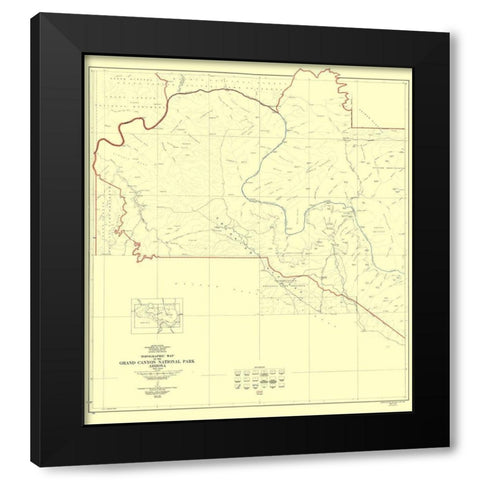 Grand Canyon West Half Arizona - USGS 1927 Black Modern Wood Framed Art Print with Double Matting by USGS