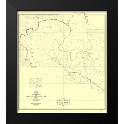 Grand Canyon West Half Arizona - USGS 1927 Black Modern Wood Framed Art Print by USGS