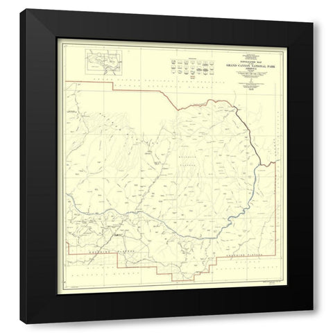 Grand Canyon East Half Arizona - USGS 1927 Black Modern Wood Framed Art Print with Double Matting by USGS