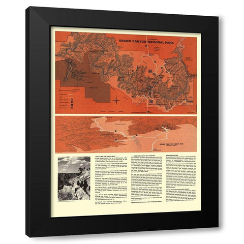 Grand Canyon North Rim Arizonia - USPS 1975 Black Modern Wood Framed Art Print by Park Services