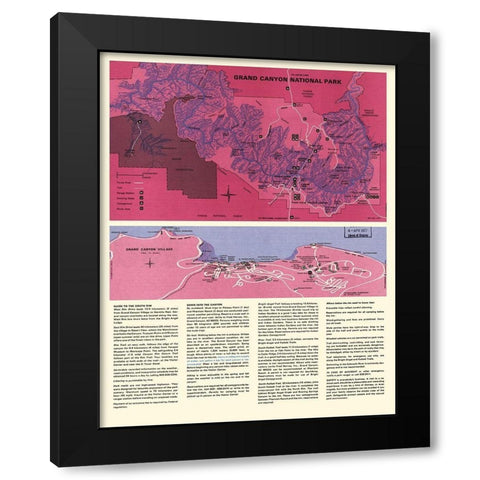 Grand Canyon South Rim Arizona - USPS 1975 Black Modern Wood Framed Art Print by Park Services