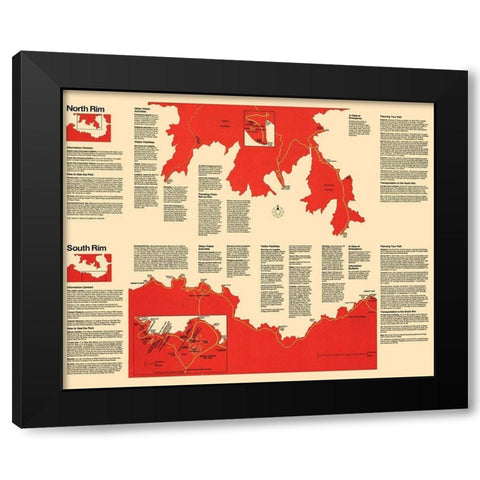 Grand Canyon Visitors Brochure - USPS 1930 Black Modern Wood Framed Art Print by Park Services