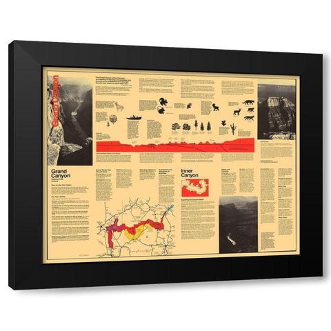Grand Canyon Visitors Brochure - USPS 1977 Black Modern Wood Framed Art Print by Park Services