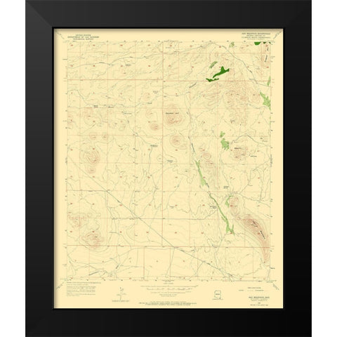 Hay Mountain Arizona Quad - USGS 1957 Black Modern Wood Framed Art Print by USGS