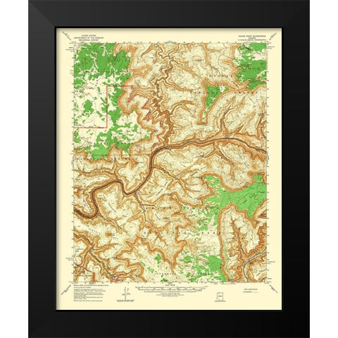 Kanab Point Arizona Quad - USGS 1964 Black Modern Wood Framed Art Print by USGS