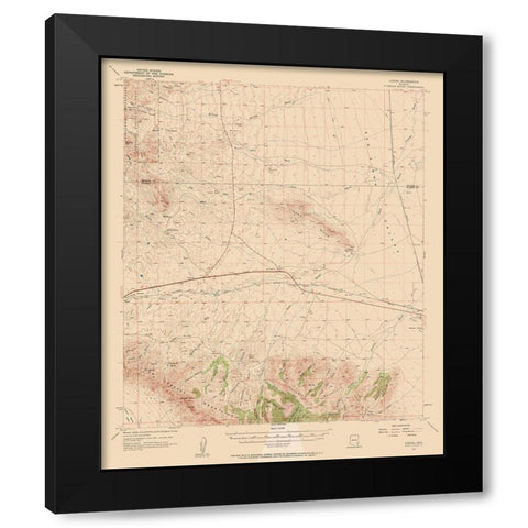 Luzena Arizona Quad - USGS 1957 Black Modern Wood Framed Art Print with Double Matting by USGS