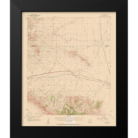 Luzena Arizona Quad - USGS 1957 Black Modern Wood Framed Art Print by USGS