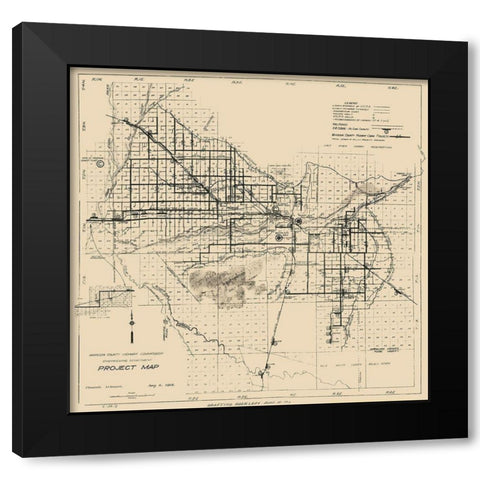 Maricopa Arizona Hwy Project - 1919 Black Modern Wood Framed Art Print with Double Matting by Unknown