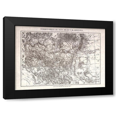 New Mexico Arizona Territories - USGS 1879  Black Modern Wood Framed Art Print with Double Matting by USGS