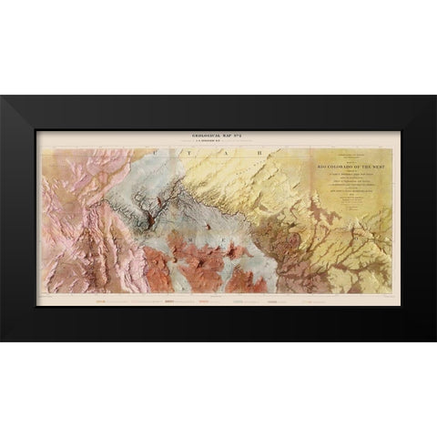 Colorado River Arizona Nevada Geological Black Modern Wood Framed Art Print by Floyd