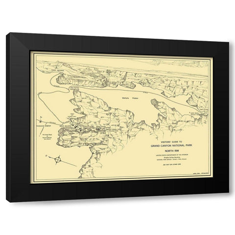 Grand Canyon North Rim Guide Black Modern Wood Framed Art Print by Park Services