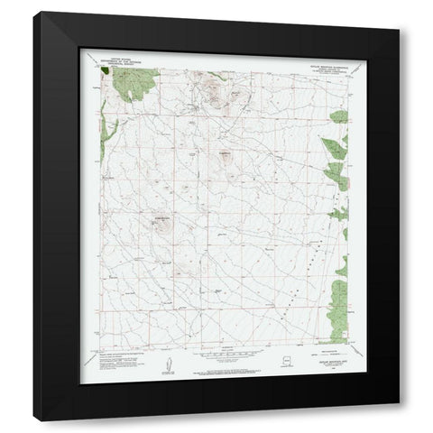 Outlaw Mountains Arizona Quad - USGS 1958 Black Modern Wood Framed Art Print by USGS