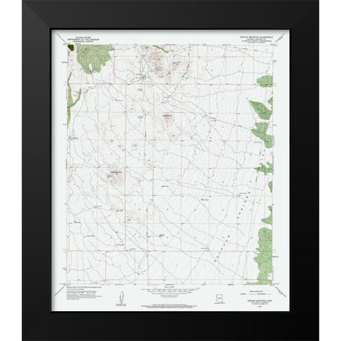 Outlaw Mountains Arizona Quad - USGS 1958 Black Modern Wood Framed Art Print by USGS