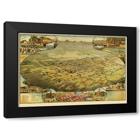 Phoenix Arizona - Schmidt 1885 Black Modern Wood Framed Art Print by Schmidt
