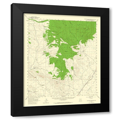 Pedragosa Mountains Arizona Quad - USGS 1958 Black Modern Wood Framed Art Print by USGS