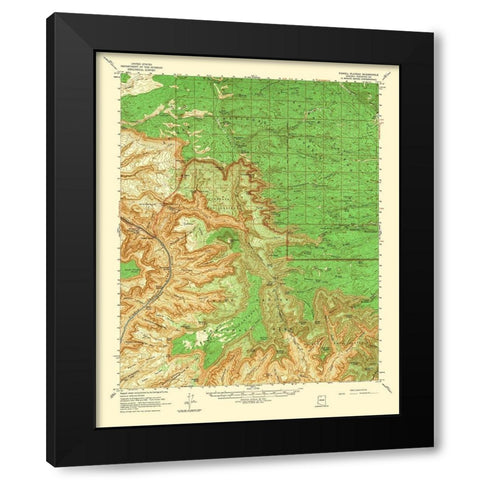 Powell Plateau Arizona Quad - USGS 1964 Black Modern Wood Framed Art Print with Double Matting by USGS