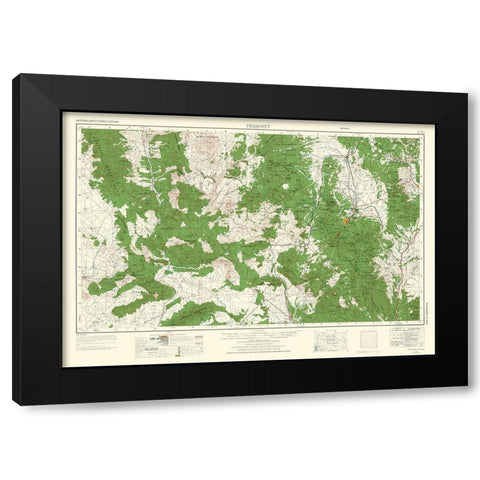 Prescott Arizona Quad - USGS 1954 Black Modern Wood Framed Art Print by USGS