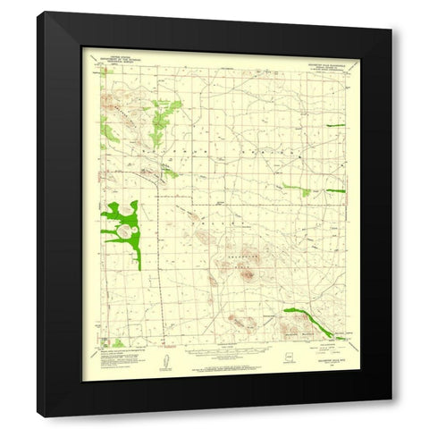 Squaretop Hills Arizona Quad - USGS 1958 Black Modern Wood Framed Art Print with Double Matting by USGS