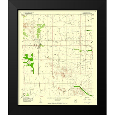 Squaretop Hills Arizona Quad - USGS 1958 Black Modern Wood Framed Art Print by USGS