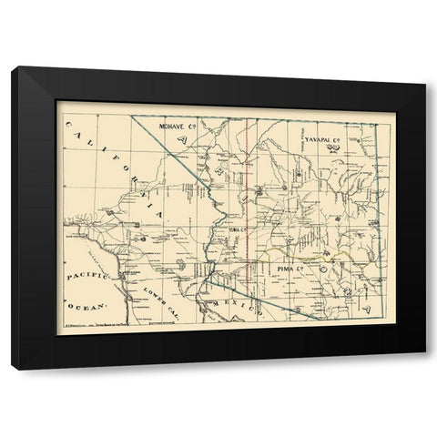 Arizona, California - Brown 1866 Black Modern Wood Framed Art Print with Double Matting by Brown