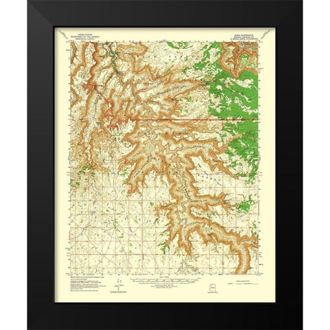 Supai Arizona Quad - USGS 1962 Black Modern Wood Framed Art Print by USGS