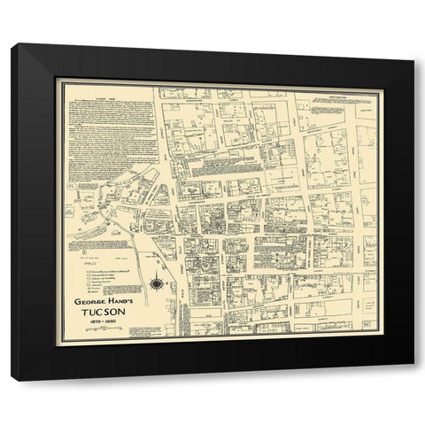Tucson Arizona - Hand 1870 Black Modern Wood Framed Art Print by Hand