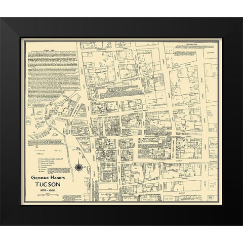 Tucson Arizona - Hand 1870 Black Modern Wood Framed Art Print by Hand