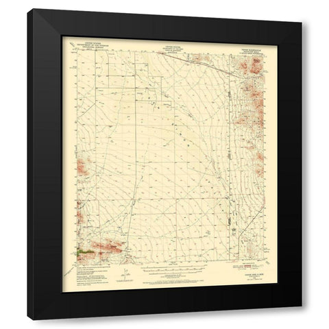 Vanar Arizona Quad - USGS 1950 Black Modern Wood Framed Art Print by USGS