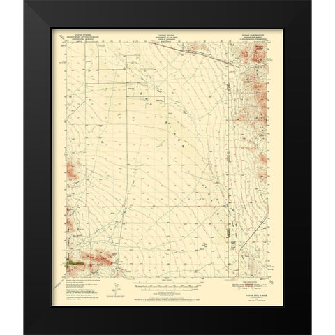 Vanar Arizona Quad - USGS 1950 Black Modern Wood Framed Art Print by USGS