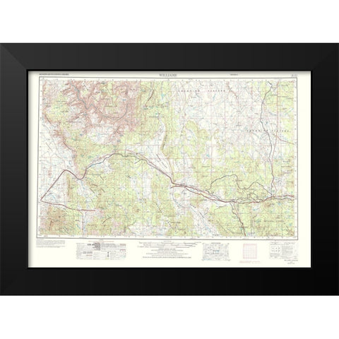 Williams Arizona Sheet - USGS 1972 Black Modern Wood Framed Art Print by USGS