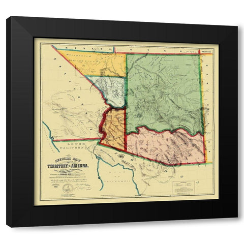 Arizona Territory - Gird 1865 Black Modern Wood Framed Art Print by Gird