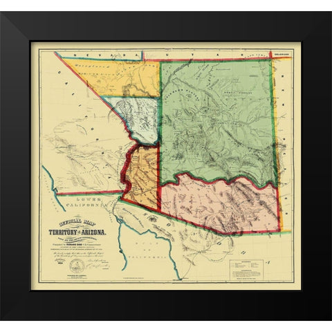 Arizona Territory - Gird 1865 Black Modern Wood Framed Art Print by Gird