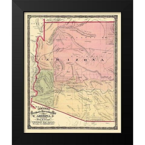 Arizona - Cram 1875 Black Modern Wood Framed Art Print by Cram