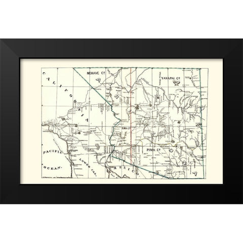 Arizona Guide Book of the Pacific - Brown 1866 Black Modern Wood Framed Art Print by Brown