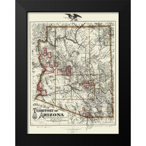 Arizona Territory - Eckhoff 1880 Black Modern Wood Framed Art Print by Eckhoff