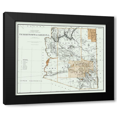 Arizona Territory - Bien 1879 Black Modern Wood Framed Art Print by Bien