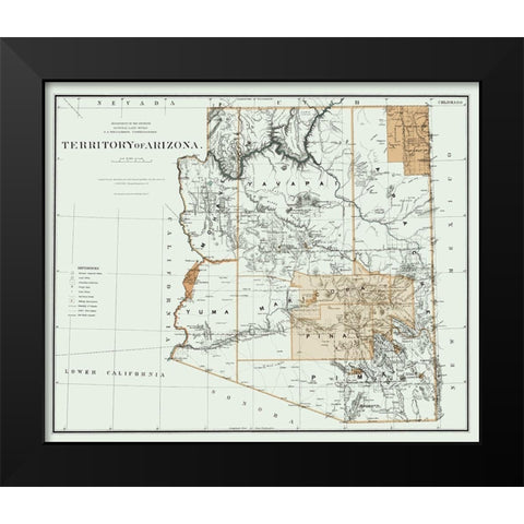Arizona Territory - Bien 1879 Black Modern Wood Framed Art Print by Bien