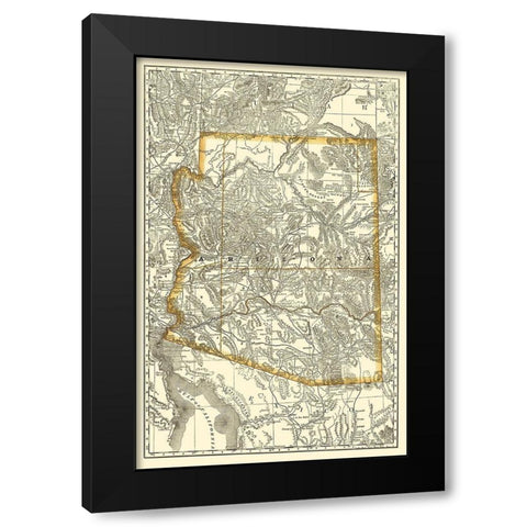 Arizona - Rand McNally 1876 Black Modern Wood Framed Art Print by Rand McNally