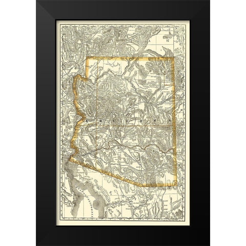Arizona - Rand McNally 1876 Black Modern Wood Framed Art Print by Rand McNally