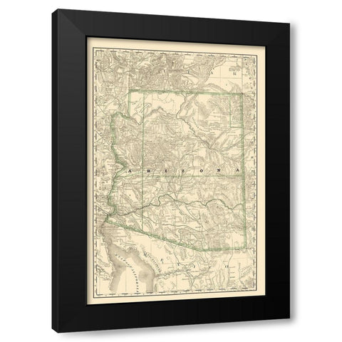 Arizona - Rand McNally 1879 Black Modern Wood Framed Art Print by Rand McNally