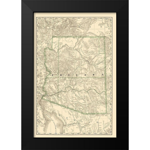 Arizona - Rand McNally 1879 Black Modern Wood Framed Art Print by Rand McNally