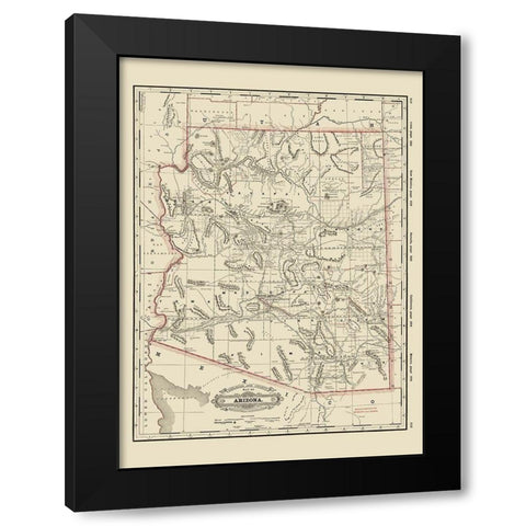 Arizona - Cram 1889 Black Modern Wood Framed Art Print with Double Matting by Cram