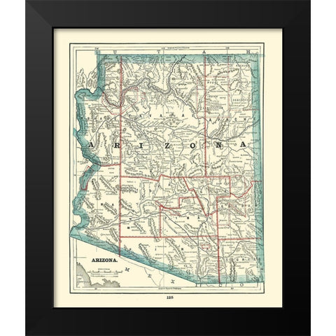 Arizona - Rathbun 1893 Black Modern Wood Framed Art Print by Rathbun