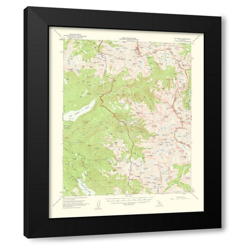 Mt Abbot California Quad - USGS 1963 Black Modern Wood Framed Art Print by USGS