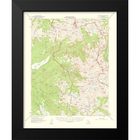 Mt Abbot California Quad - USGS 1963 Black Modern Wood Framed Art Print by USGS