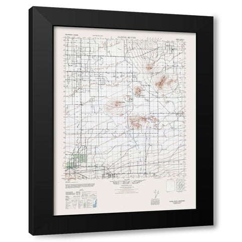 Alpine Butte Sheet - US Army 1943 Black Modern Wood Framed Art Print with Double Matting by US Army