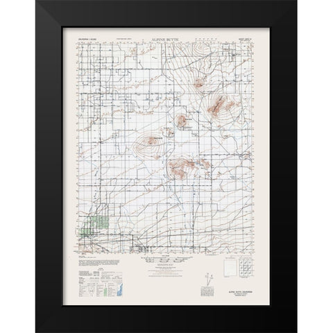 Alpine Butte Sheet - US Army 1943 Black Modern Wood Framed Art Print by US Army