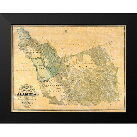 Alameda California - Higley 1857 Black Modern Wood Framed Art Print by Higley