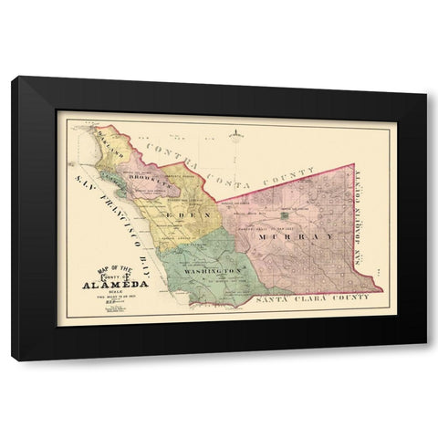 Alameda California Landowner - Thompson 1878 Black Modern Wood Framed Art Print by Thompson