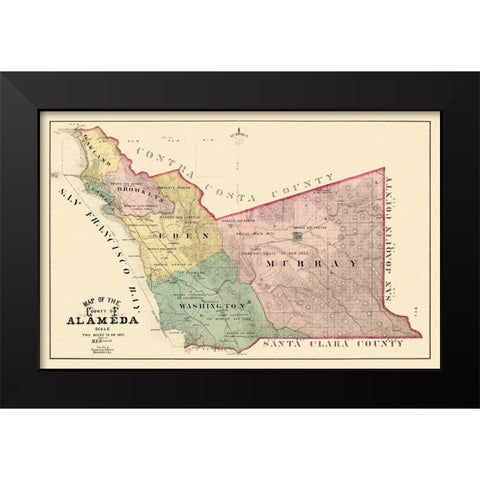Alameda California Landowner - Thompson 1878 Black Modern Wood Framed Art Print by Thompson